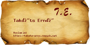 Takáts Ernő névjegykártya
